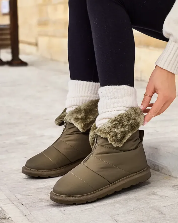 Śniegowce|Botki Z Delikatnym Ociepleniem^Royalfashion Śniegowce damskie Nesisa zielony