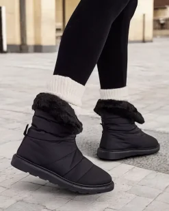 Botki Z Delikatnym Ociepleniem|Botki Na Płaskim Obcasie^Royalfashion Śniegowce damskie Nesisa czarny