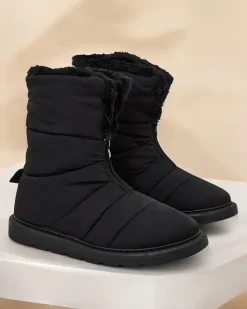 Botki Z Delikatnym Ociepleniem|Botki Na Płaskim Obcasie^Royalfashion Śniegowce damskie Nesisa czarny