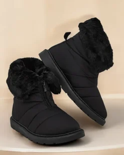 Botki Z Delikatnym Ociepleniem|Botki Na Płaskim Obcasie^Royalfashion Śniegowce damskie Nesisa czarny