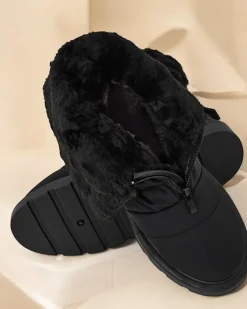 Botki Z Delikatnym Ociepleniem|Botki Na Płaskim Obcasie^Royalfashion Śniegowce damskie Nesisa czarny