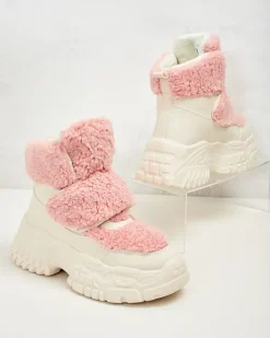 Botki Z Grubym Ociepleniem|Botki Na Platformie^Royalfashion Śniegowce damskie z kożuszkiem Segulla różowy