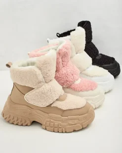 Botki Z Grubym Ociepleniem|Botki Na Platformie^Royalfashion Śniegowce damskie z kożuszkiem Segulla różowy