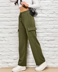 Spodnie Cargo^Royalfashion Ocieplane damskie spodnie typu bojówki zielony