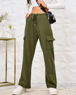 Spodnie Cargo^Royalfashion Ocieplane damskie spodnie typu bojówki zielony