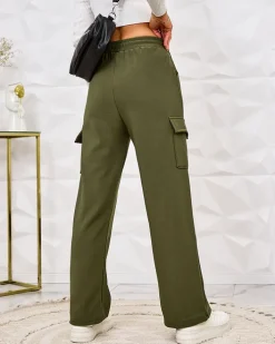 Spodnie Cargo^Royalfashion Ocieplane damskie spodnie typu bojówki zielony