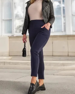 Legginsy / Tregginsy|Plus Size^Royalfashion Ocieplane damskie spodnie typu tregginsy PLUS SIZE Granatowy