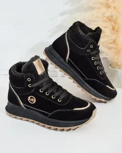 Ocieplane|Sneakersy^Royalfashion Ocieplane sneakersy damskie z futerkiem Casill czarny