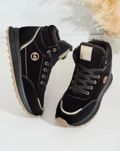 Ocieplane|Sneakersy^Royalfashion Ocieplane sneakersy damskie z futerkiem Casill czarny