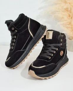 Ocieplane|Sneakersy^Royalfashion Ocieplane sneakersy damskie z futerkiem Casill czarny