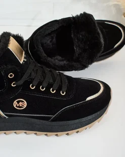 Ocieplane|Sneakersy^Royalfashion Ocieplane sneakersy damskie z futerkiem Casill czarny