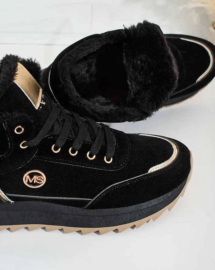 Ocieplane|Sneakersy^Royalfashion Ocieplane sneakersy damskie z futerkiem Casill czarny