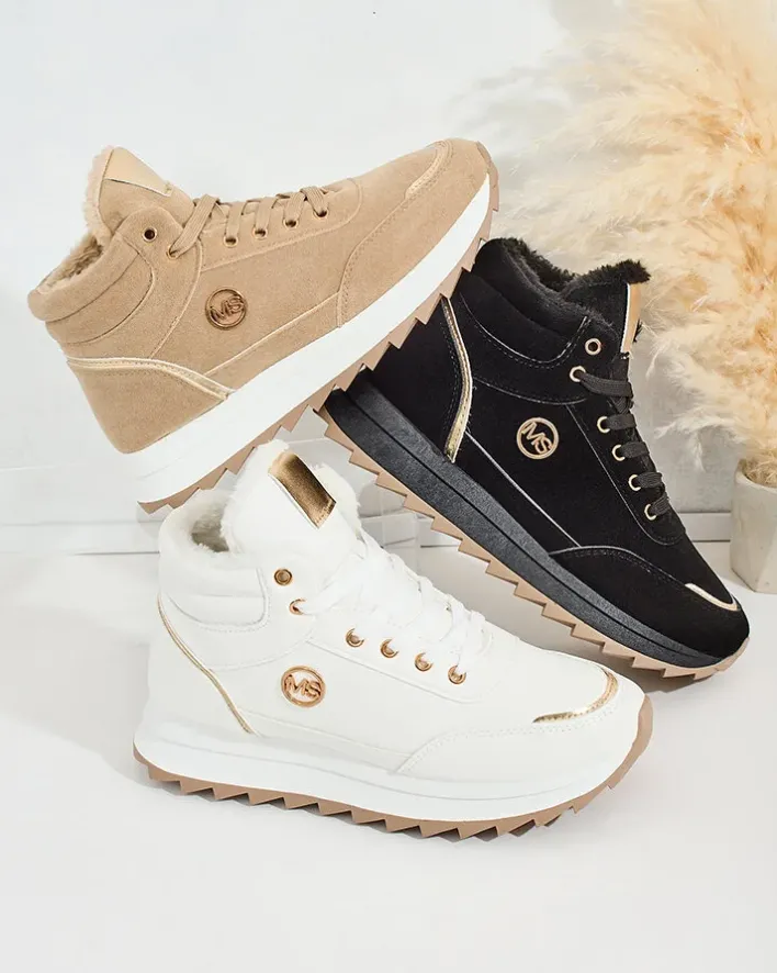 Ocieplane|Sneakersy^Royalfashion Ocieplane sneakersy damskie z futerkiem Casill czarny