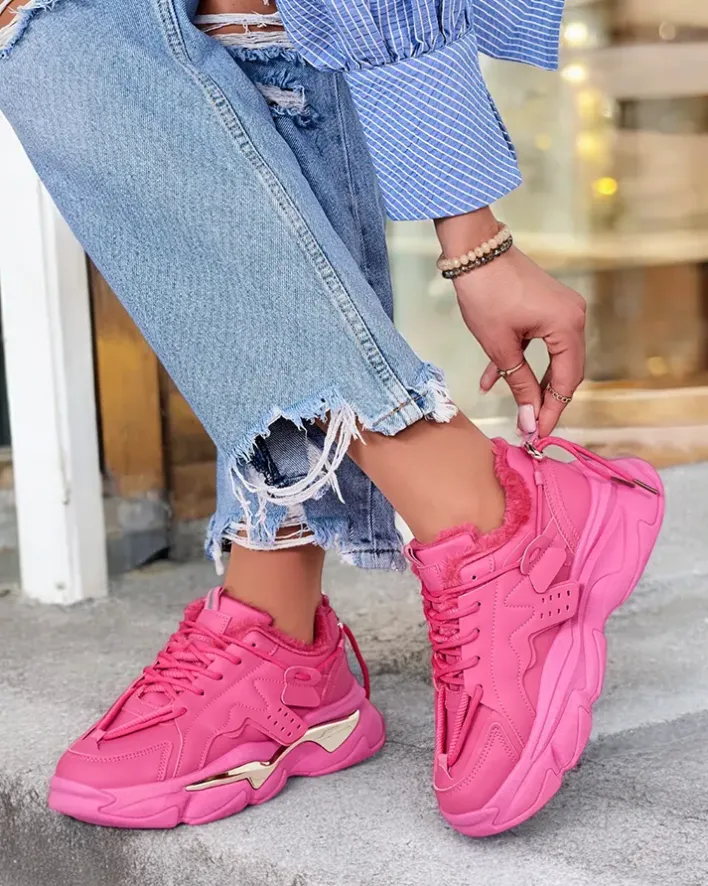 Ocieplane|Sneakersy^Royalfashion Ocieplane sneakersy damskie Noxxic Fuksjowy