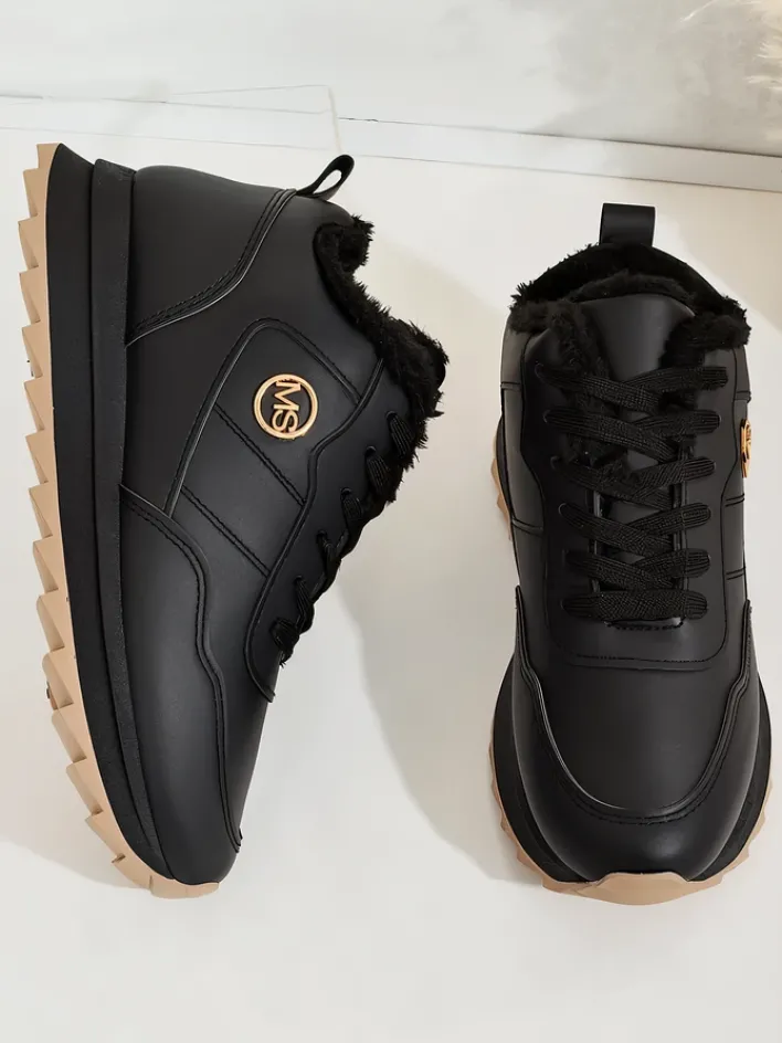 Ocieplane|Sneakersy^Royalfashion Ocieplane sneakersy damskie z futerkiem Casot czarny