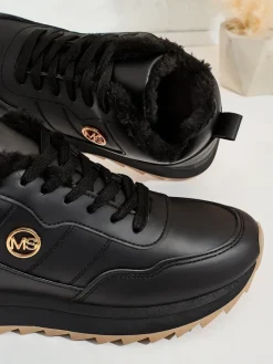 Ocieplane|Sneakersy^Royalfashion Ocieplane sneakersy damskie z futerkiem Casot czarny