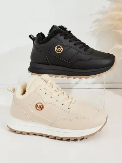 Ocieplane|Sneakersy^Royalfashion Ocieplane sneakersy damskie z futerkiem Casot czarny