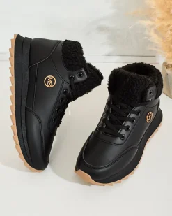 Ocieplane|Sneakersy^Royalfashion Ocieplane sneakersy damskie z futerkiem Frozit czarny