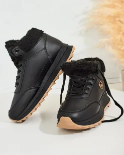 Ocieplane|Sneakersy^Royalfashion Ocieplane sneakersy damskie z futerkiem Frozit czarny