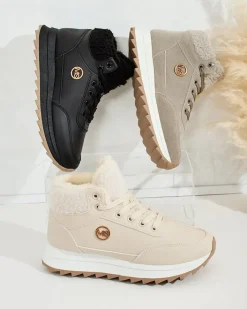 Ocieplane|Sneakersy^Royalfashion Ocieplane sneakersy damskie z futerkiem Frozit czarny