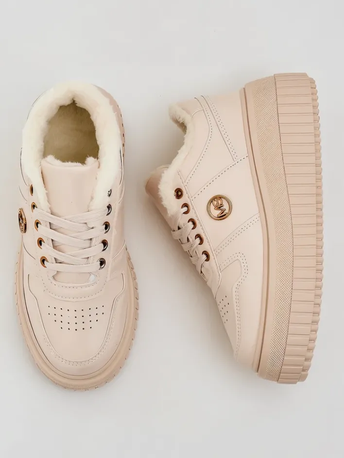 Ocieplane|Sneakersy^Royalfashion Ocieplane sneakersy damskie z futerkiem Rozit beżowy