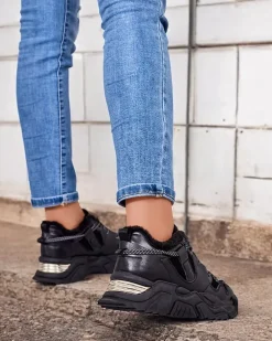 Ocieplane|Sneakersy^Royalfashion Ocieplane sneakersy damskie Cyrenna czarny