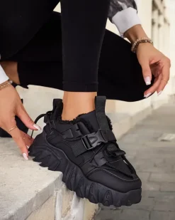 Ocieplane|Sneakersy^Royalfashion Ocieplane sneakersy damskie Losgos czarny