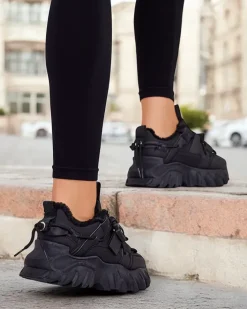 Ocieplane|Sneakersy^Royalfashion Ocieplane sneakersy damskie Losgos czarny