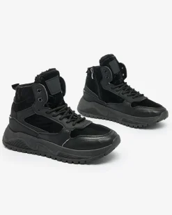 Trapery|Ocieplane^Royalfashion Ocieplane sneakersy damskie z futerkiem Retodaf czarny