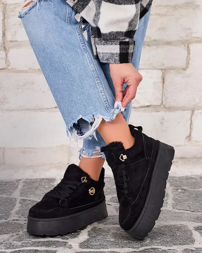 Ocieplane|Sneakersy^Royalfashion Ocieplane sneakersy damskie Zoovi czarny