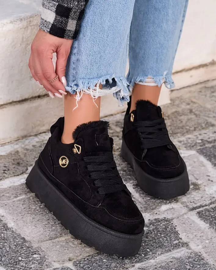 Ocieplane|Sneakersy^Royalfashion Ocieplane sneakersy damskie Zoovi czarny