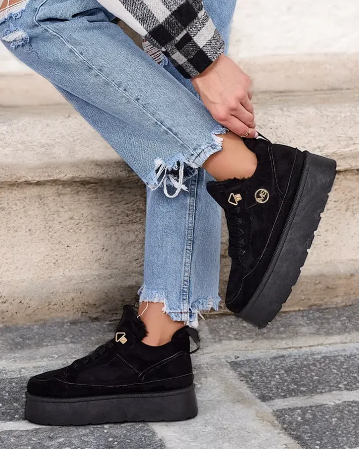 Ocieplane|Sneakersy^Royalfashion Ocieplane sneakersy damskie Zoovi czarny