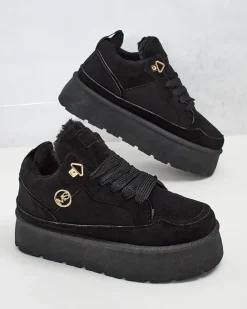 Ocieplane|Sneakersy^Royalfashion Ocieplane sneakersy damskie Zoovi czarny