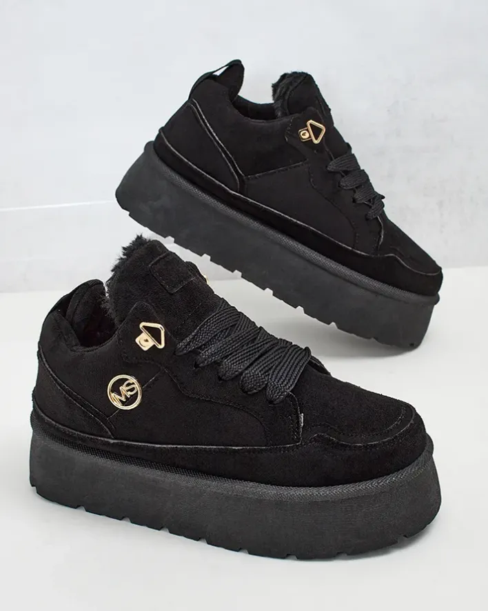 Ocieplane|Sneakersy^Royalfashion Ocieplane sneakersy damskie Zoovi czarny