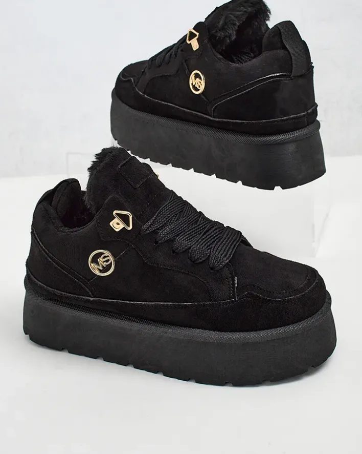 Ocieplane|Sneakersy^Royalfashion Ocieplane sneakersy damskie Zoovi czarny