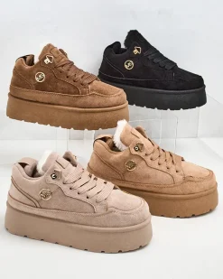 Ocieplane|Sneakersy^Royalfashion Ocieplane sneakersy damskie Zoovi czarny