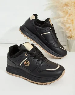 Ocieplane|Sneakersy^Royalfashion Ocieplane sneakersy damskie z futerkiem Boris czarny