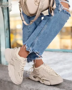 Ocieplane|Sneakersy^Royalfashion Ocieplane sneakersy damskie Noxxic beżowy