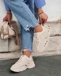 Ocieplane|Sneakersy^Royalfashion Ocieplane sneakersy damskie Noxxic beżowy