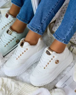 Ocieplane|Sneakersy^Royalfashion Ocieplane sneakersy damskie z futerkiem Sofi beżowy