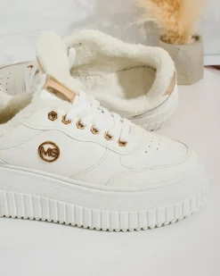 Ocieplane|Sneakersy^Royalfashion Ocieplane sneakersy damskie z futerkiem Sofi beżowy