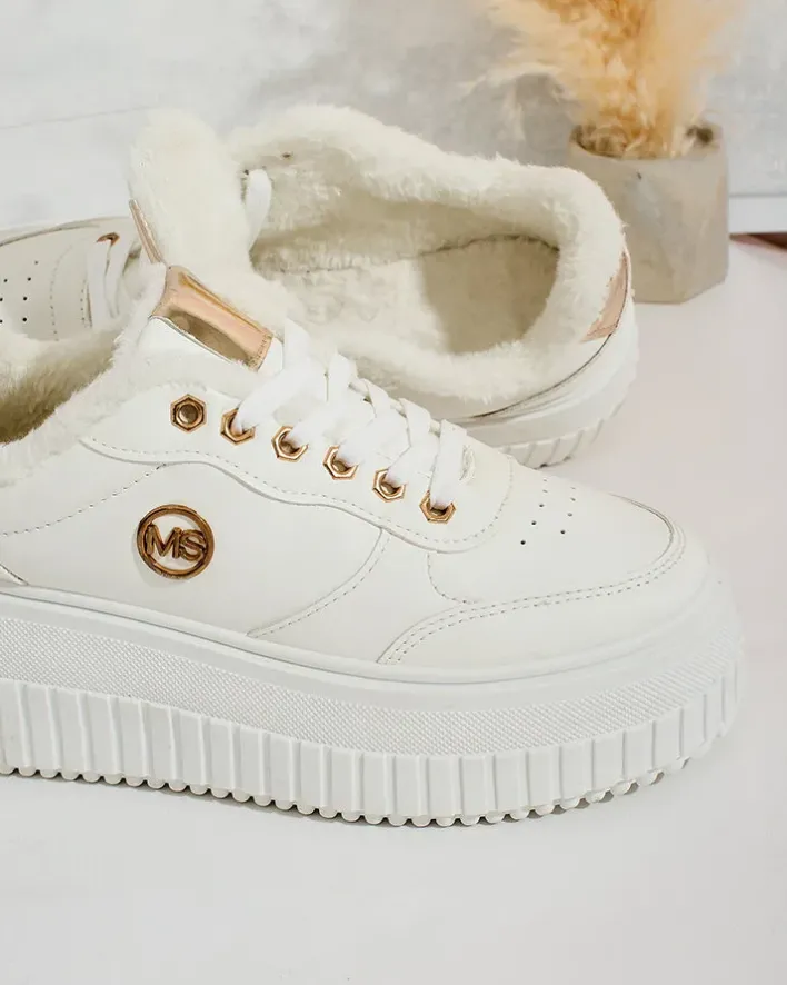 Ocieplane|Sneakersy^Royalfashion Ocieplane sneakersy damskie z futerkiem Sofi beżowy