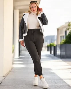 Spodnie Dresowe|Plus Size^Royalfashion Ocieplane spodnie dresowe damskie PLUS SIZE czarny