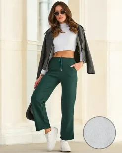 Spodnie Dresowe^Royalfashion Ocieplane spodnie dresowe damskie zielony