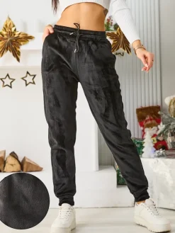 Spodnie Dresowe^Royalfashion Ocieplane spodnie dresowe damskie czarny