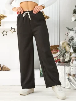 Spodnie Dresowe^Royalfashion Ocieplane spodnie dresowe damskie czarny