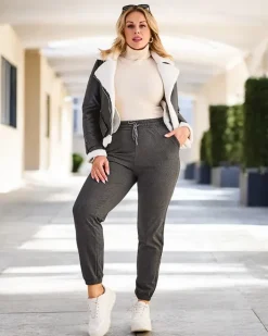 Spodnie Dresowe|Plus Size^Royalfashion Ocieplane spodnie dresowe damskie PLUS SIZE Ciemnoszary