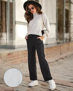 Spodnie Dresowe^Royalfashion Ocieplane spodnie dresowe damskie czarny