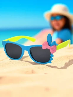 Chłopięce|Dziewczęce^Royalfashion Okulary przeciwsłoneczne dziecięce z ozdobami Bunny Shine niebieski