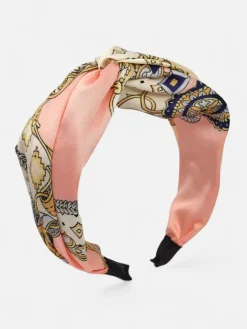 Akcesoria Do Włosów^Royalfashion Opaska damska w stylu apaszki z eleganckim printem różowy